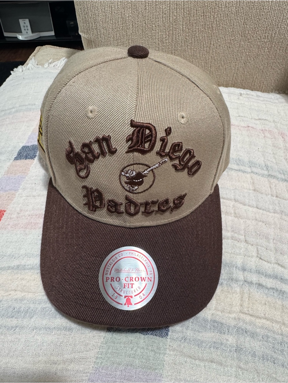 Mitchell & Ness San Diego Padres Tan and Brown Snapback Hat
